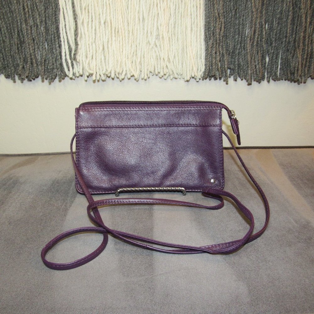Crossbody Leather Purse - Plum Color